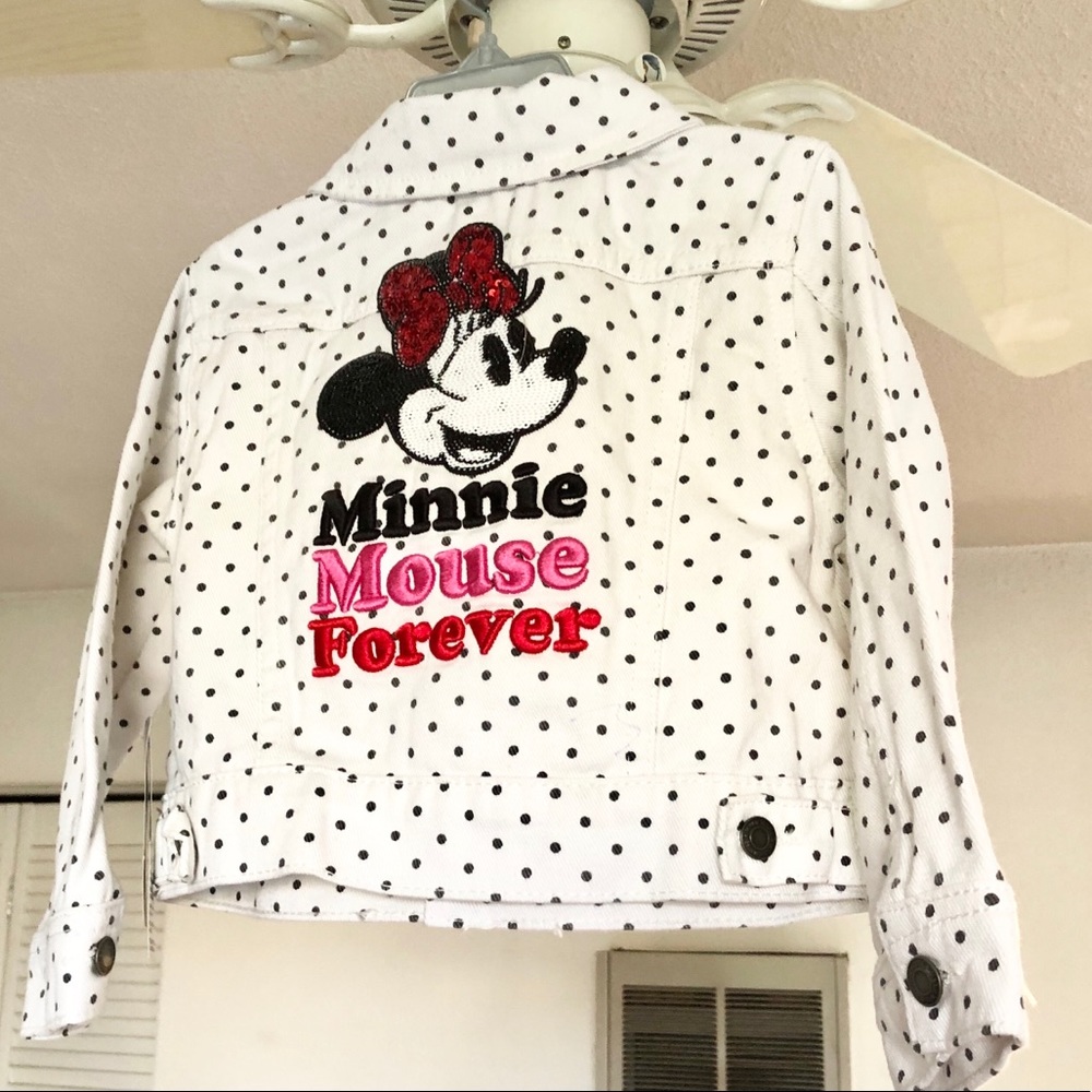 Minnie Mouse NWT white polka dots denim jacket